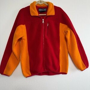 Lands And Vintage Colorblock Fleece Jacket Women Size M Zip Up Polartec USA